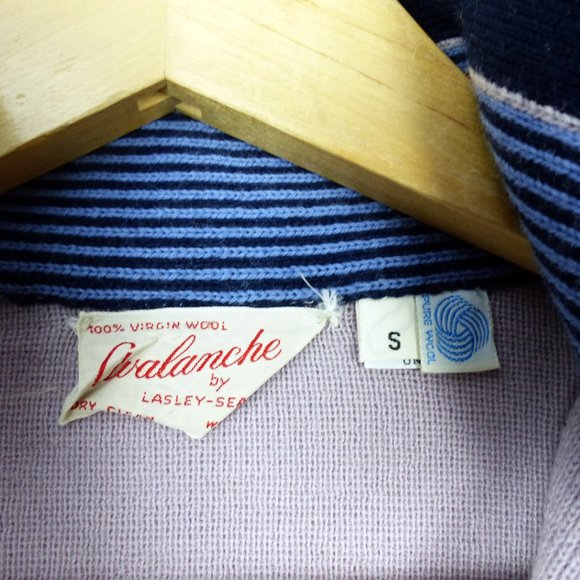 Vintage Avalanche Lasley-Seattle Sweater Women S Pink Blue Striped Half Zip Wool - Picture 7 of 12